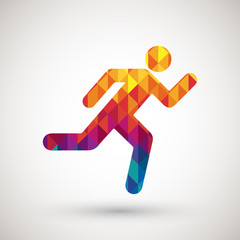 running symbol with colorful diamond