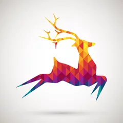 Wall murals Geometric Animals abstract reindeer with colorful diamond