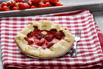 Strawberry galette. Summer pie filled with fresh juicy fruits