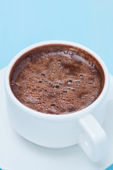 cup of hot chocolate, top view, close-up