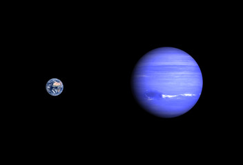 Planets Earth and Neptune