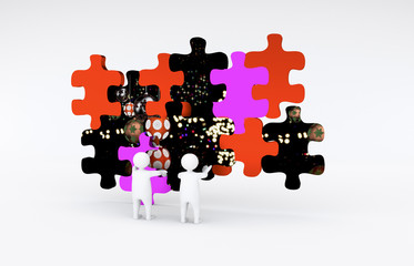 Figures with Christmas puzzle