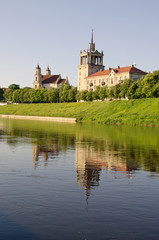 old town Vilnius house and church near Neris river