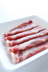 freshness sliced pork on food tray