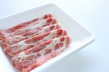 freshness sliced pork on food tray