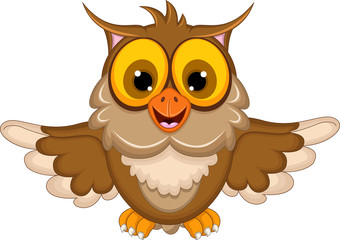 Naklejka premium owl cartoon waving