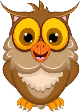 funny owl cartoon posing