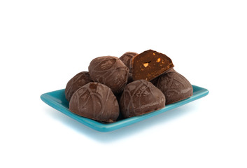 Chocolate candies on a plate