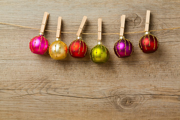 Christmas decoration balls hanging on string