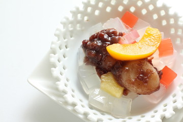 Japanese confectionery, Zenzai red bean paste and shiratama