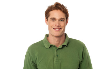 Smiling handsome guy isolated over white