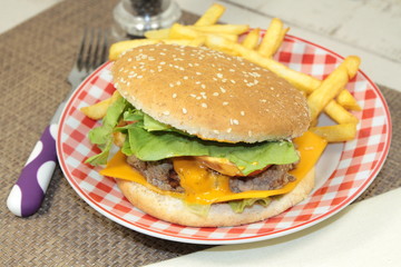 burger, frites