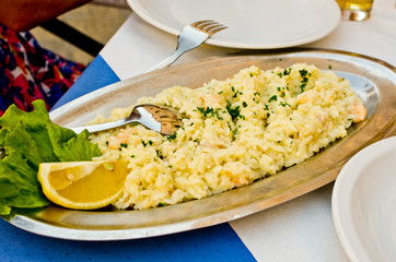 Traditional  risotto with prawns