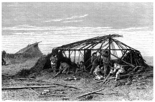 Building a Hut - Traditional North Siberian People