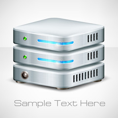 Network server, computer hard disk isolated on white, vector