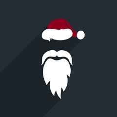 Flat Design Vector Santa Claus Face. Icon. Greeting Card.