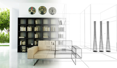 Rendering 3d progetto, interni, Etnico, Appartamento