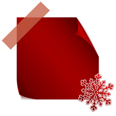 Red paper snowflake over red sticker