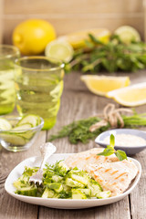 Grilled chicken with salad