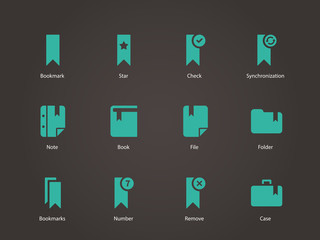 Bookmark, tag, favorite icons.