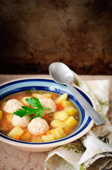 Vegetable Soup with Chicken Meatballs