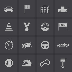 Vector black  racing icons set