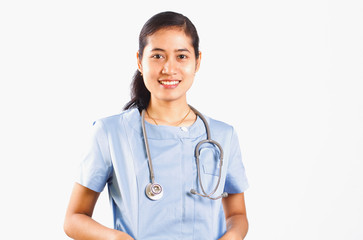 Asian nurse medical isolated on white background
