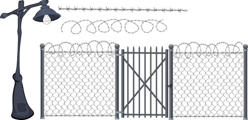 Barbed wire and street lantern