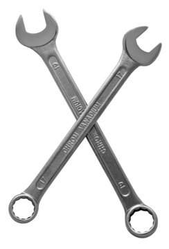Two crossed wrenches
