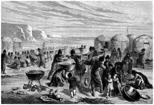 Trad. Feast in Central-Asia : Turkmens - 19th century