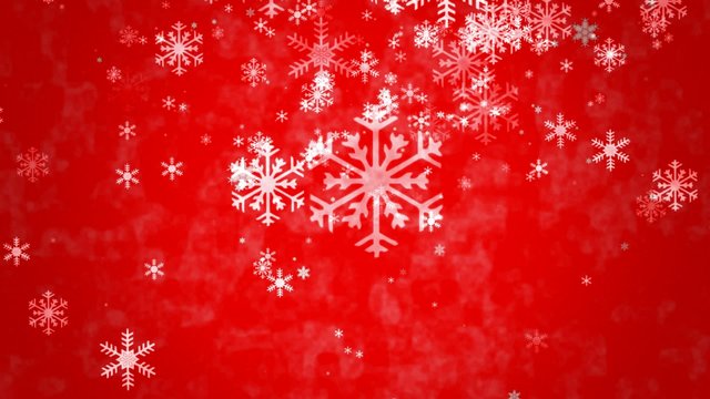 Snowflakes falling on  red background