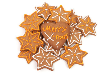 Christmas gingerbread on white background