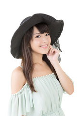 Beautiful asian young woman with hat