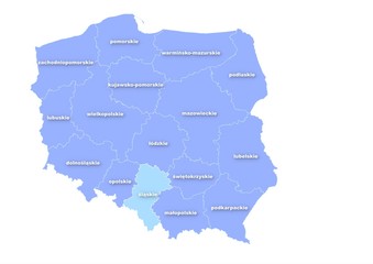 Fototapeta na wymiar Administracyjna mapa polski