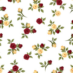 Uitstekend naadloos patroon met rozen. Vector illustratie.