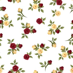 Gardinen Nahtloses Muster der Weinlese mit Rosen. Vektor-Illustration. © naddya