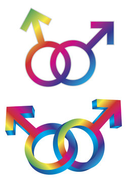 Male Gay Gender Symbols Intertwined Vector Illustration