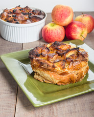 Apple bread pudding with raisins