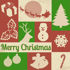Christmas symbols on retro poster