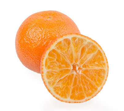 fresh orange mandarins isolated on a white background