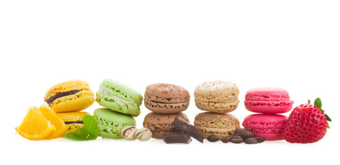row  of macaroons with ingredients