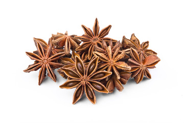 Group of anise stars isolated on white background