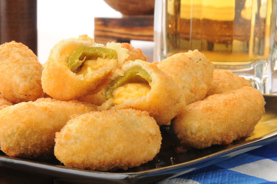 Jalapeno cheese sticks and beer