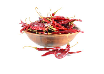 dry red pepper on white background