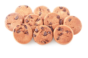 Chocolate pastry cookies isolated on white background