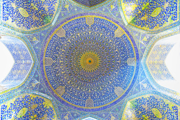 The interior view of the Imam Mosque in Isfahan, Iran