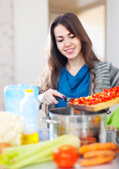  housewife cooking veggie lunch