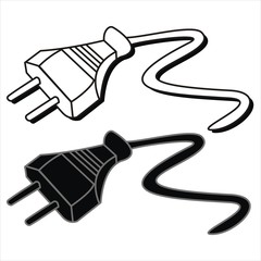 plug, vector icon, black and white colors