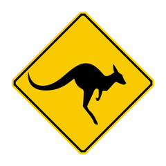 Kangaroo warning sign (Yellow sign)