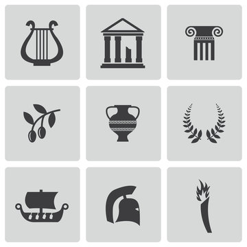Vector black greece icons set